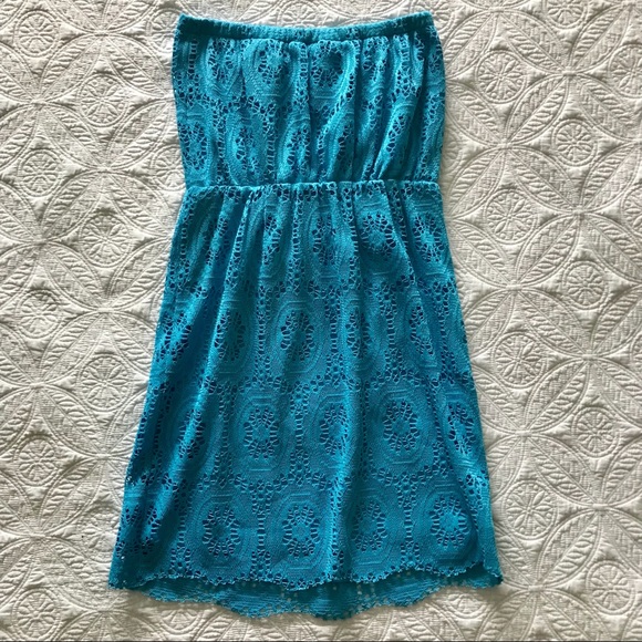 Lilly Pulitzer Emmett Blue Strapless Mini Maxi Dress EUC Size M - Picture 2 of 16